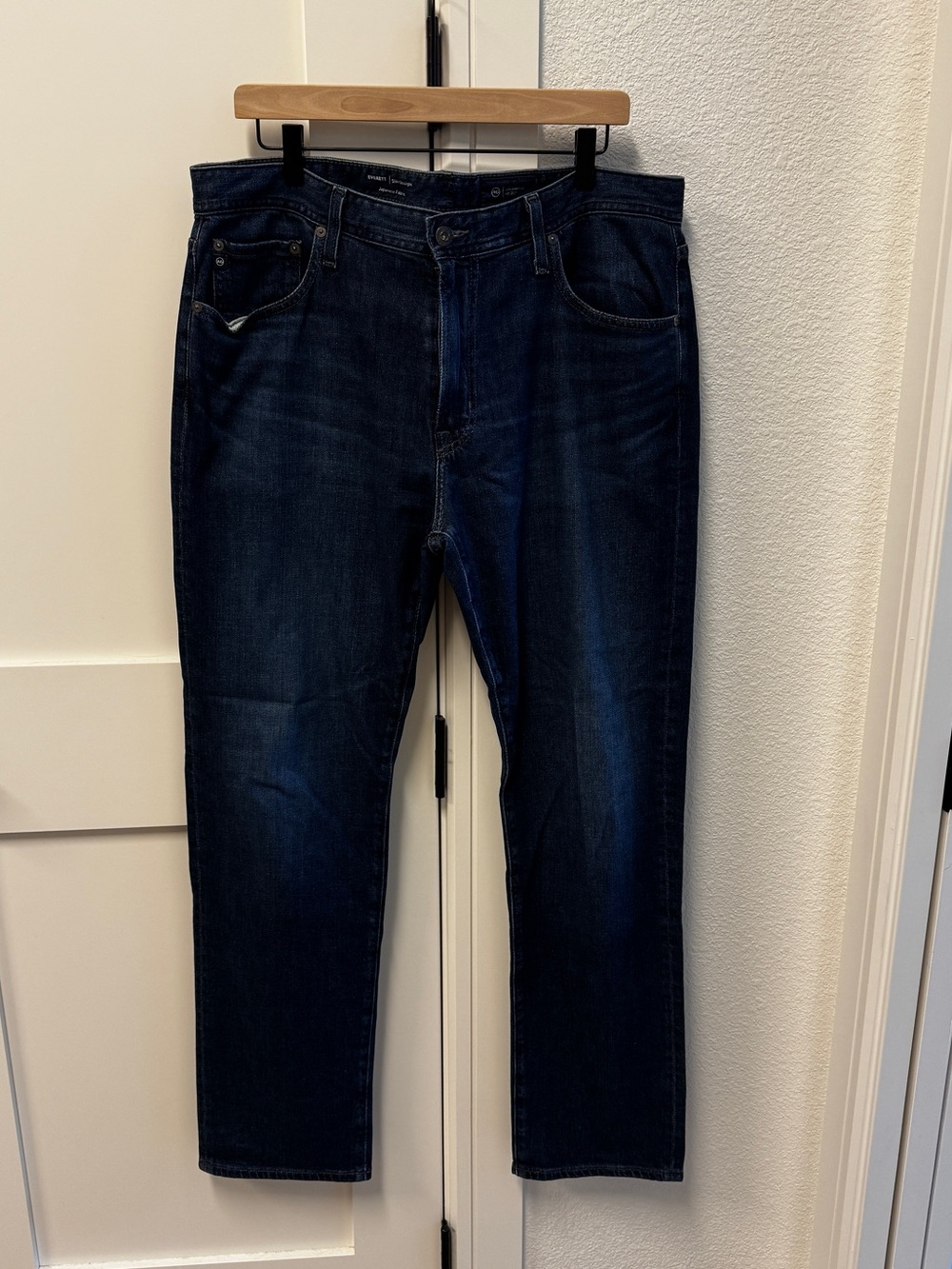 AG Slim Straight Jeans in Dark Indigo, 36/32